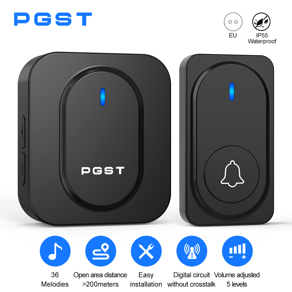 Home Security Bell - Campanello Wireless PGST con 36 Suonerie,