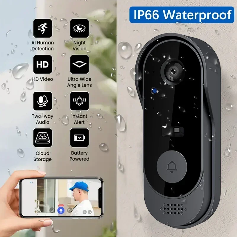 Home Security Doorbell Camera - Videocamera Campanello Wireless HD Impermeabile, Visione