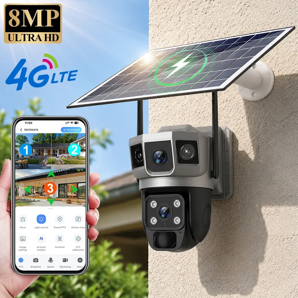 Home Security Devices - V380 4K 3 Schermi Telecamera 4G