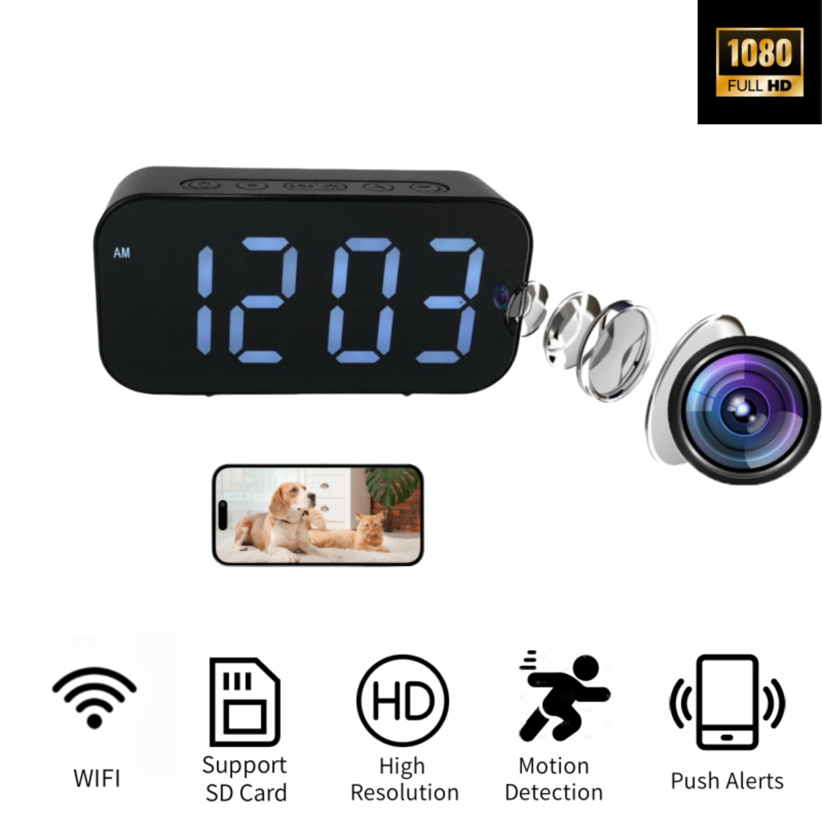 Hidden Camera Clock - Telecamera Sveglia HD 1080P WIFI con