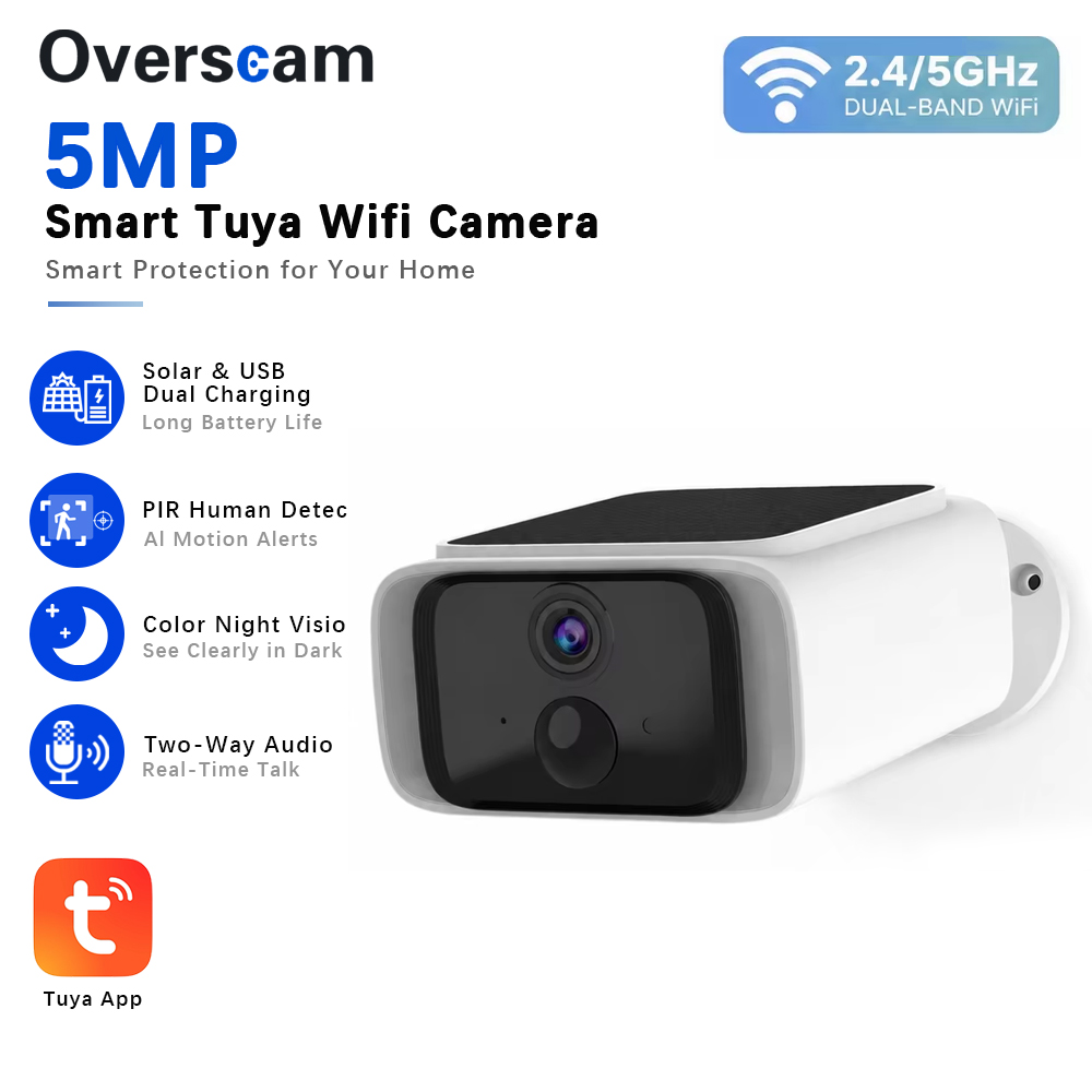 Home Security Wireless Camera - Telecamera di sicurezza solare Tuya 5MP