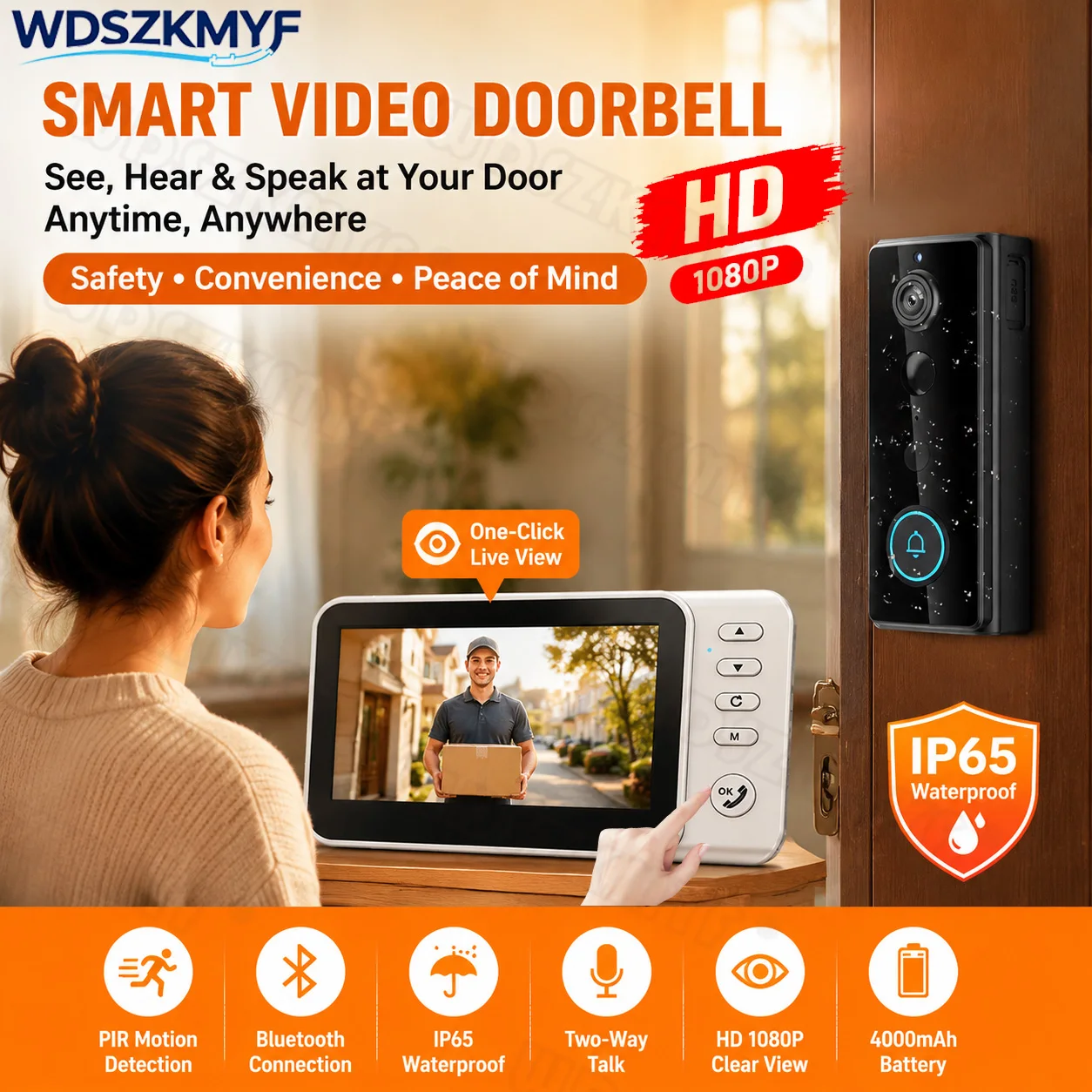 Home Security Doorbell Camera - Nuovo Campanello con Telecamera Impermeabile, Schermo