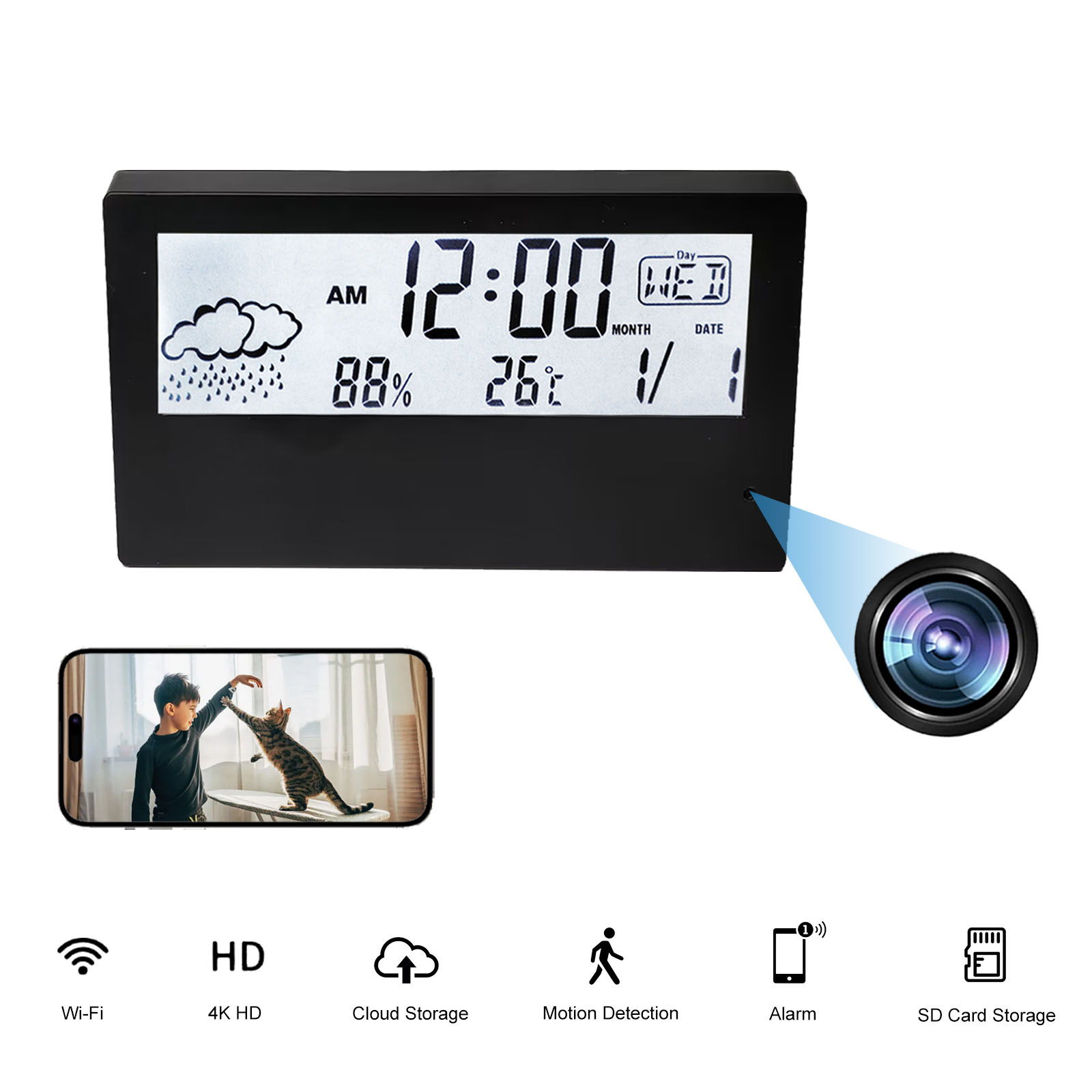 Telecamera sveglia wireless 4K - Hidden Camera Clock recensione e prezzo